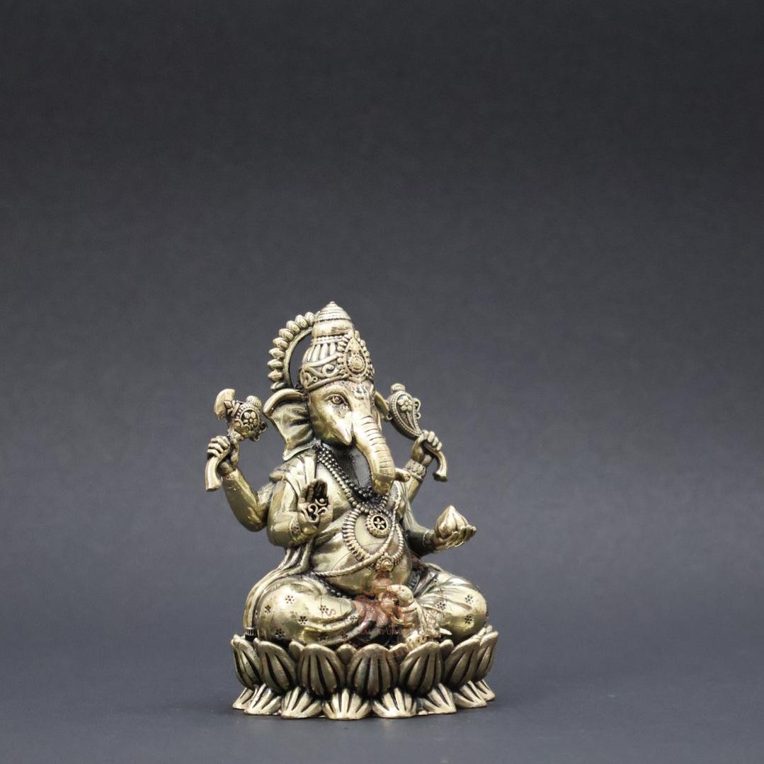 4" Inch Brass Kamal Ganesh