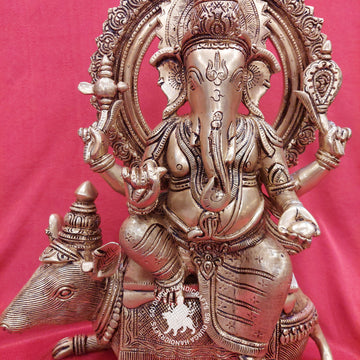 Brass Ganesh Idol with Rat