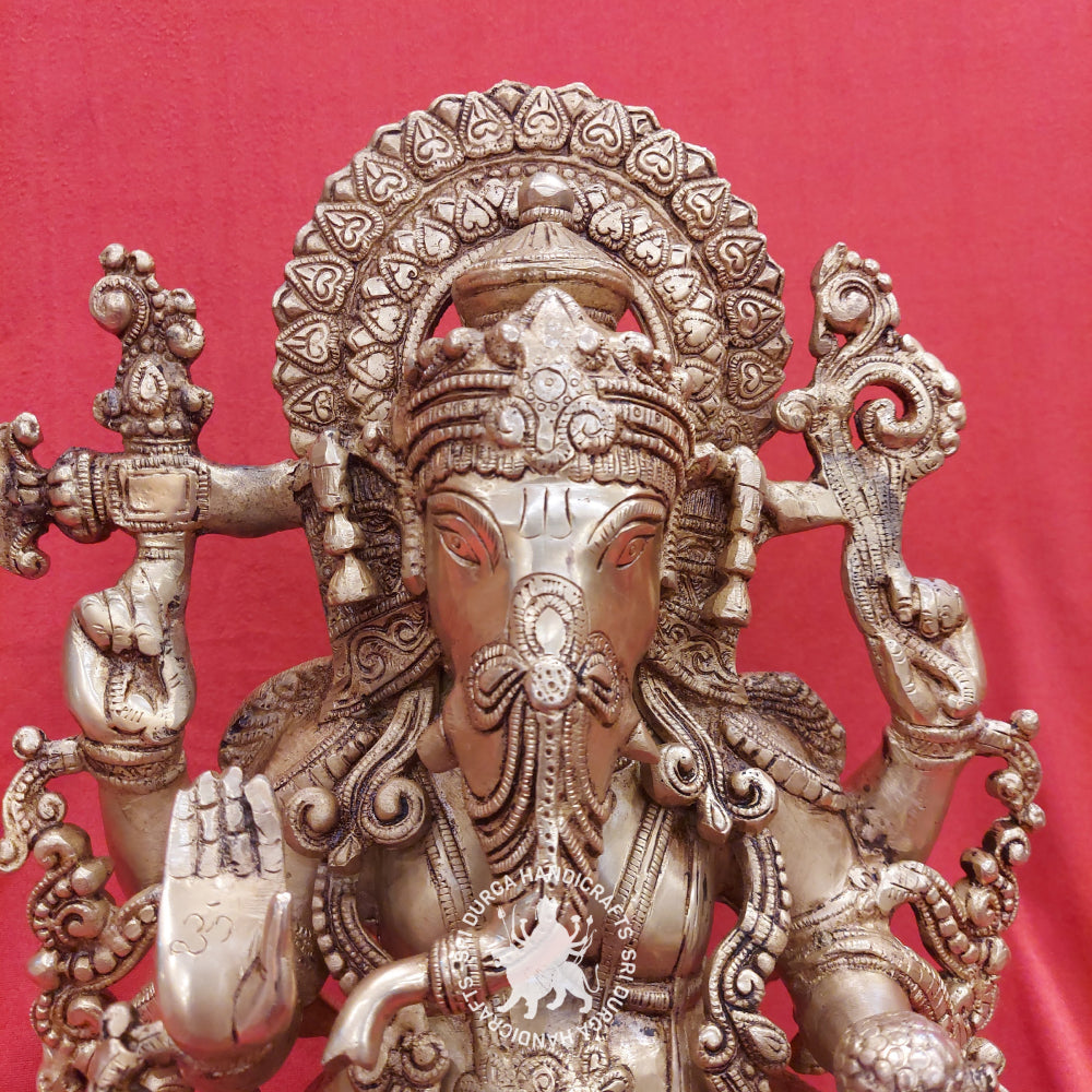 Brass Lotus Ganesh Idol for Home Decor