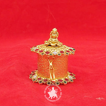 German Silver Hex Lakshmi Kumkum Box