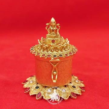 German Silver Stone Lakshmi Kumkum Box