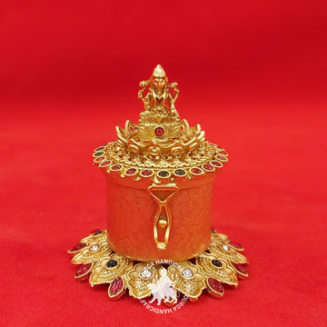 German Silver Stone Lakshmi Kumkum Box