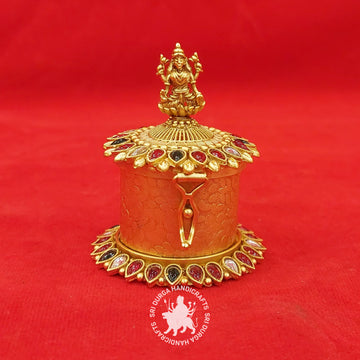 German Silver Stone Lakshmi Kumkum Box