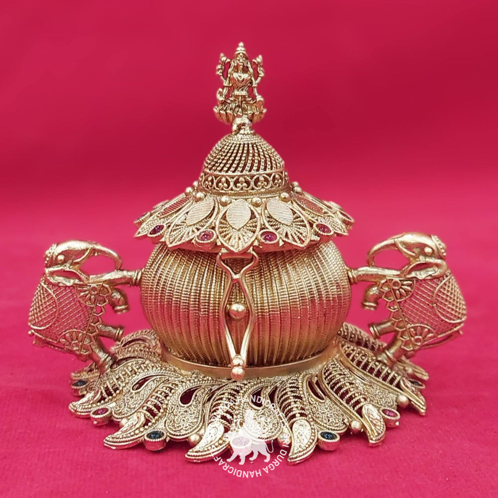 German Silver Gajalakshmi Kumkum Box