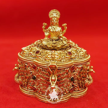 German Silver Lakshmi Flower Kumkum Box