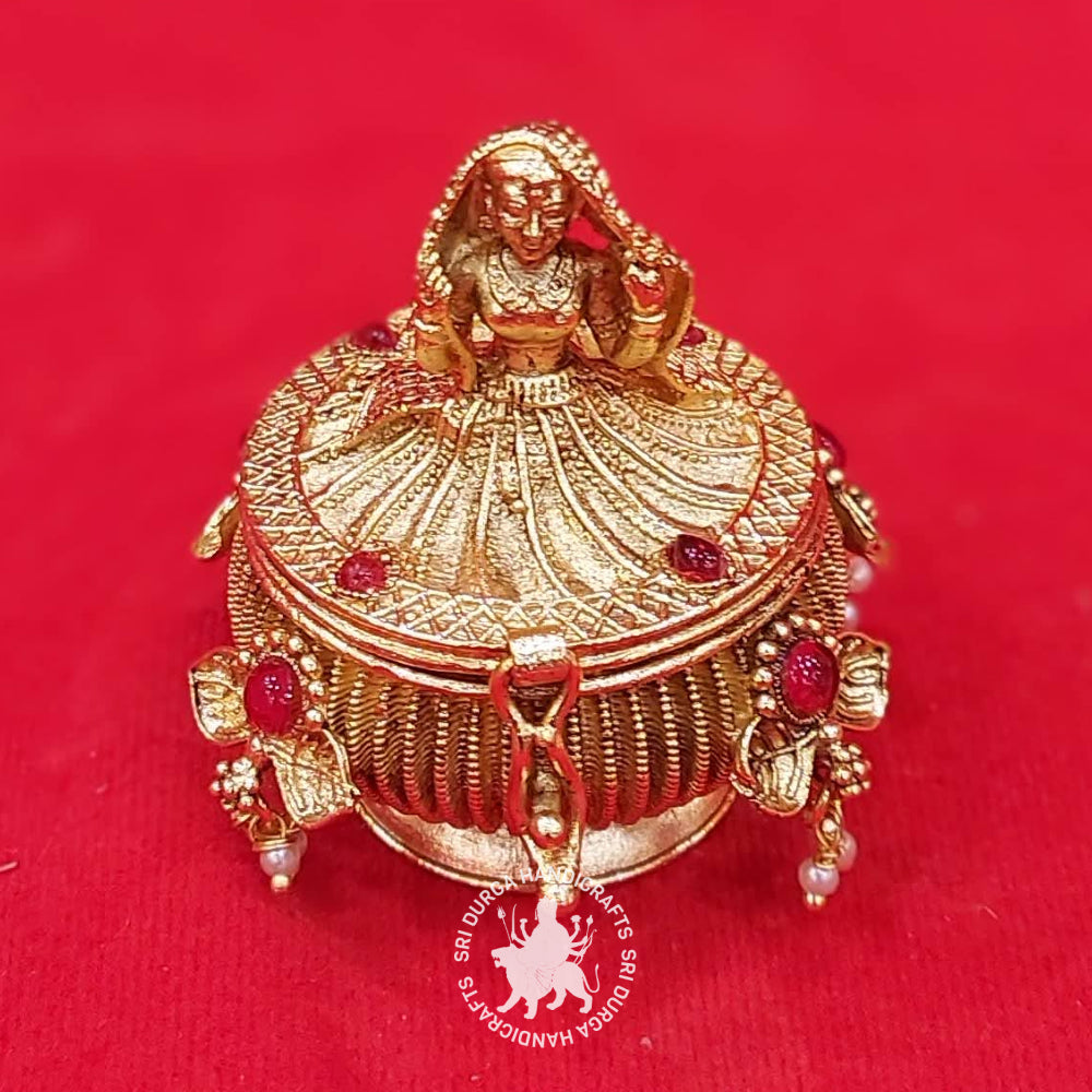 German Silver Ghoomar Lady Kumkum Gift Box