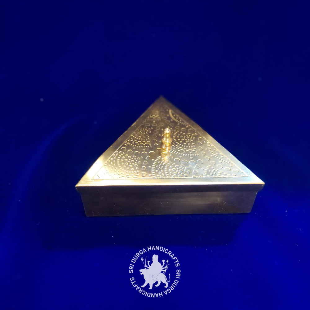2 inch Brass Triangle Masala Box Round Inner (2781) Gift Item