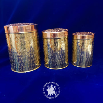 8+7+6 inch Brass Hammered Storage Box Set (2613ABC) Gift Item