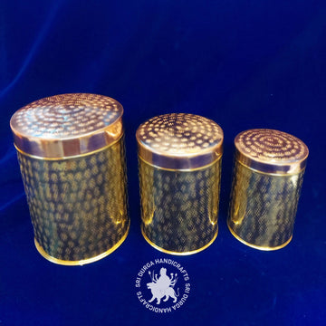 8+7+6 inch Brass Hammered Storage Box Set (2613ABC) Gift Item